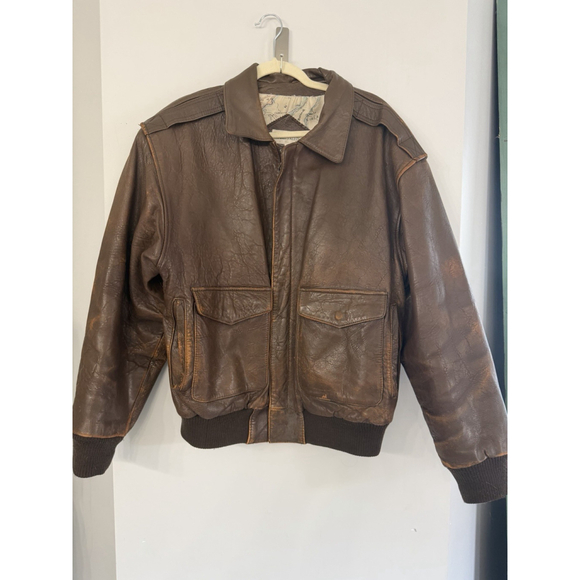 Charles Klein Other - Vintage Charles Klein Distressed Brown Leather Bomber Jacket Men’s Medium